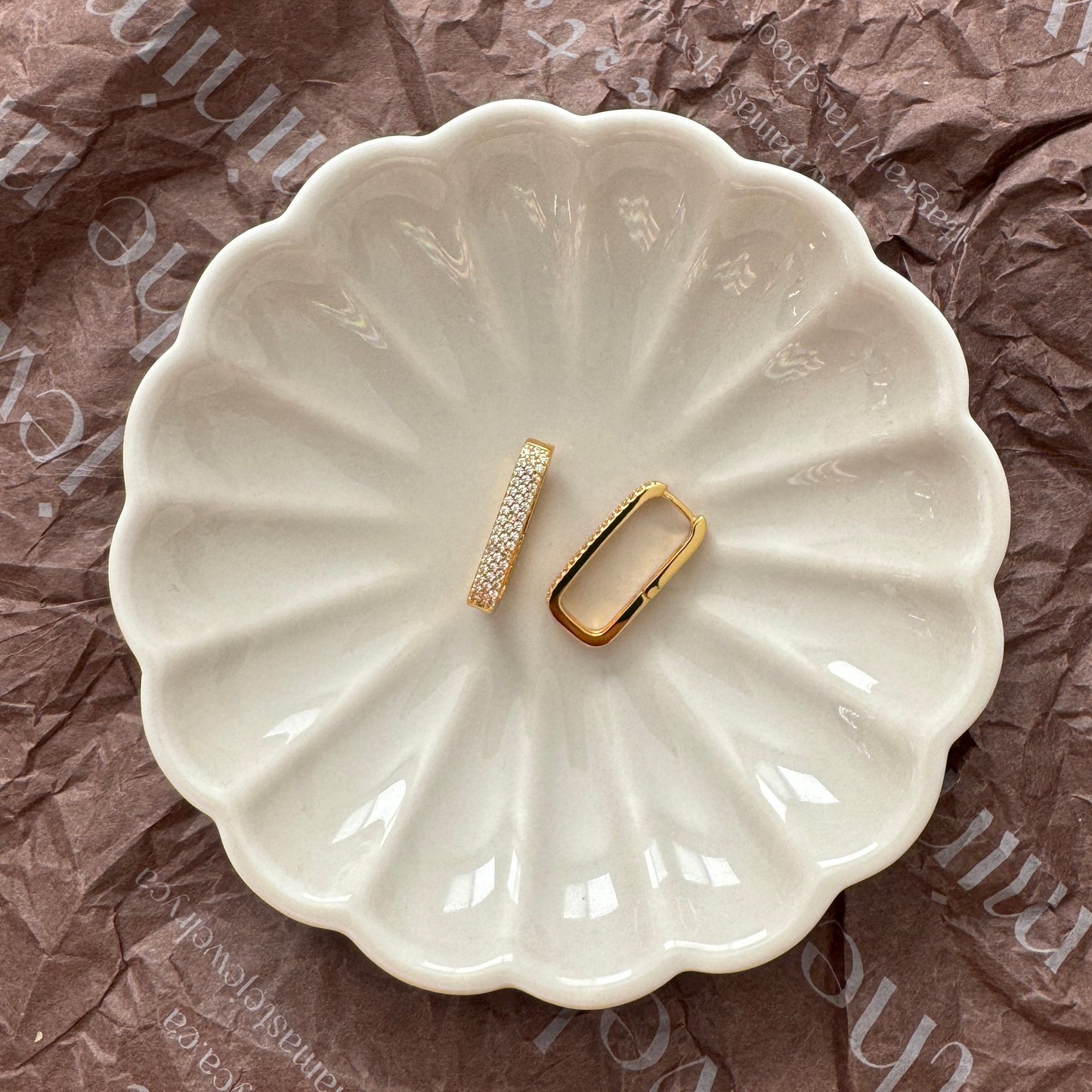 Bisan Stone Earrings - Gold with White Zirconia - Namaste Jewelry Canada