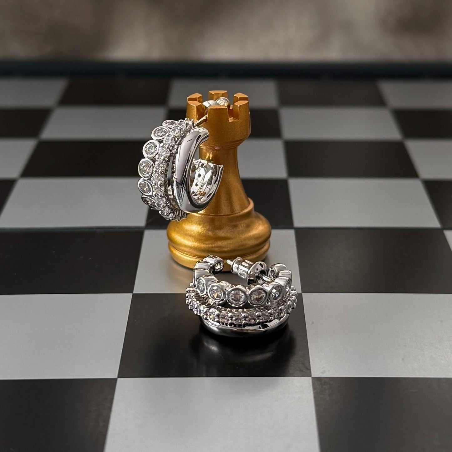 Bushra Huggies - Silver with White Zirconia - Namaste Jewelry Canada