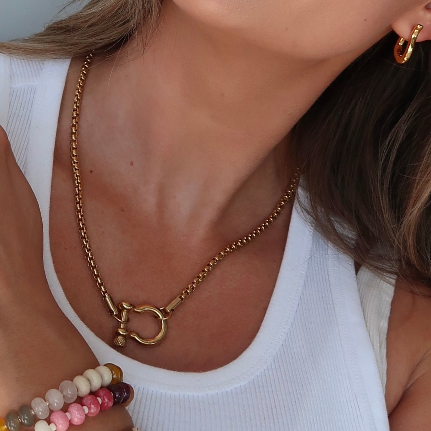 Horseshoe Carabiner Necklace - Gold - Namaste Jewelry Canada