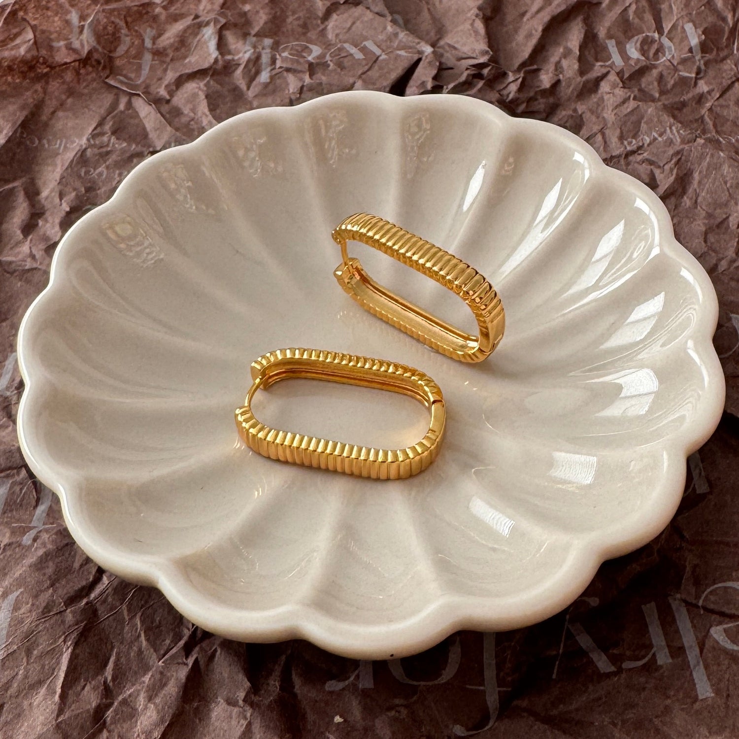 Large Ray Ribbed 2.0 Earrings - Gold - Namaste Jewelry Canada