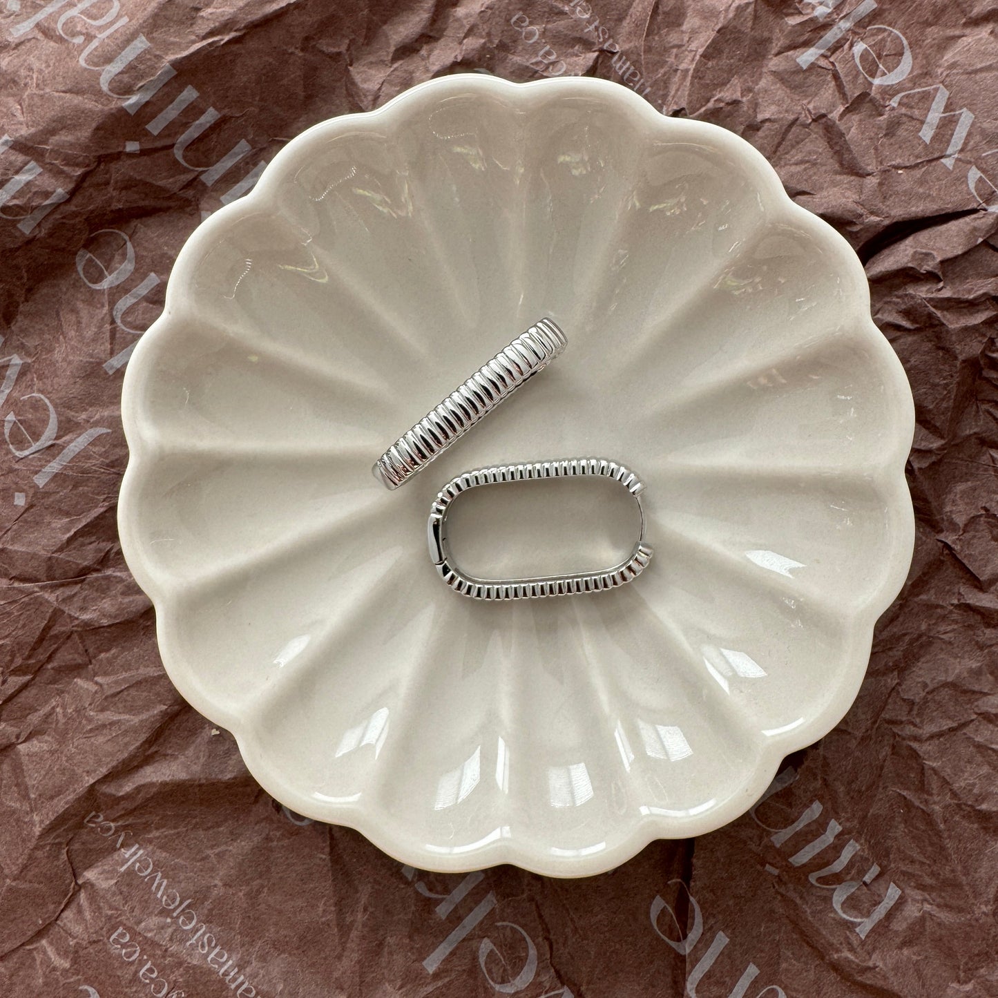 Large Ray Ribbed 2.0 Earrings - Silver - Namaste Jewelry Canada