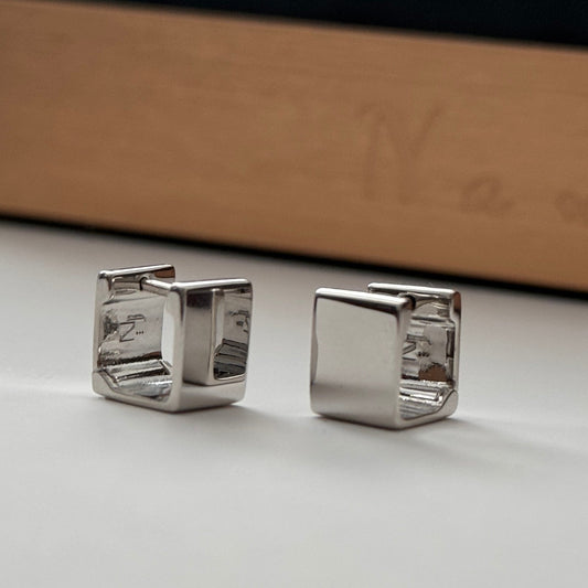 Lexi Square Huggies - Silver - Namaste Jewelry Canada
