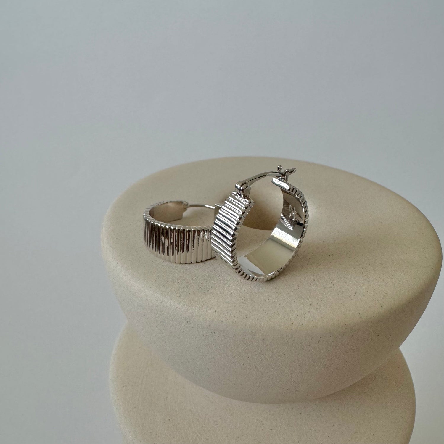Ribbed Chunky Hoops- Silver - Namaste Jewelry Canada
