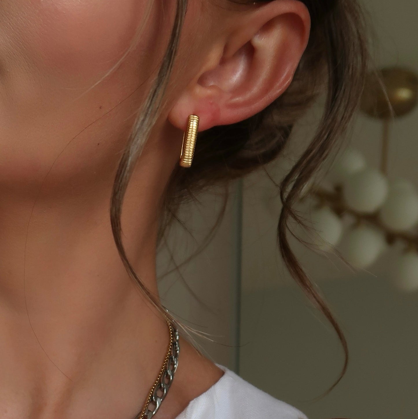 Small Ray Ribbed 2.0 Earrings - Silver - Namaste Jewelry Canada