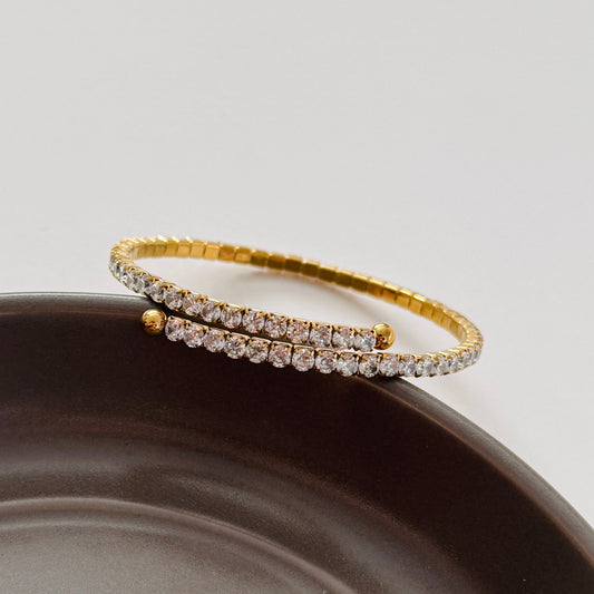 Tennis Cuff Bracelet - Gold - Namaste Jewelry Canada
