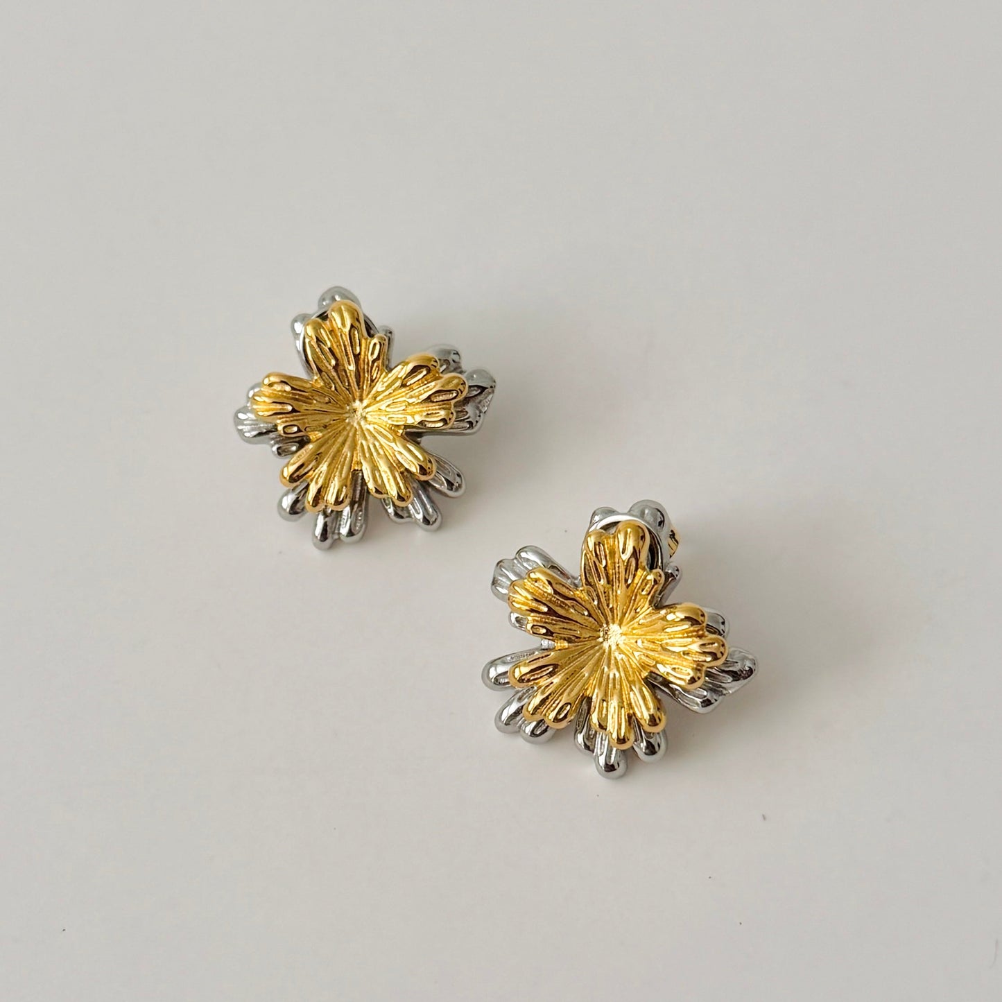 Zahra Two Tone Flower Earrings - Namaste Jewelry Canada
