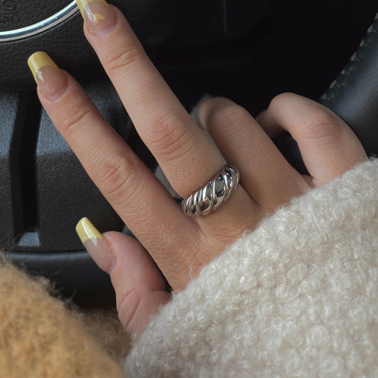 Croissant Dome Ring - Silver - Namaste Jewelry Canada