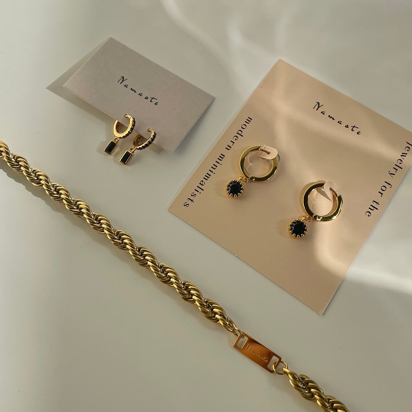 Amari Drop Earrings- Black Stone