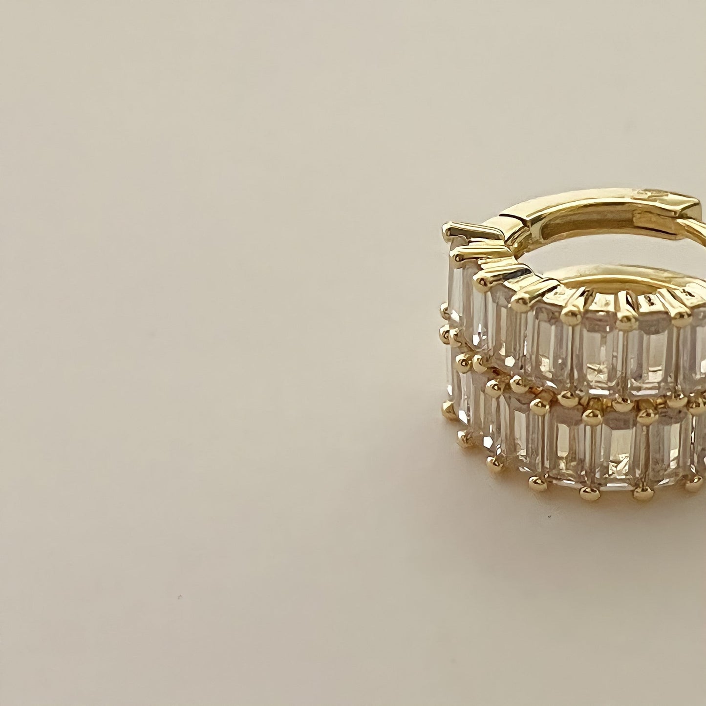 Liya Rectangle Stones Huggies - Namaste Jewelry Canada