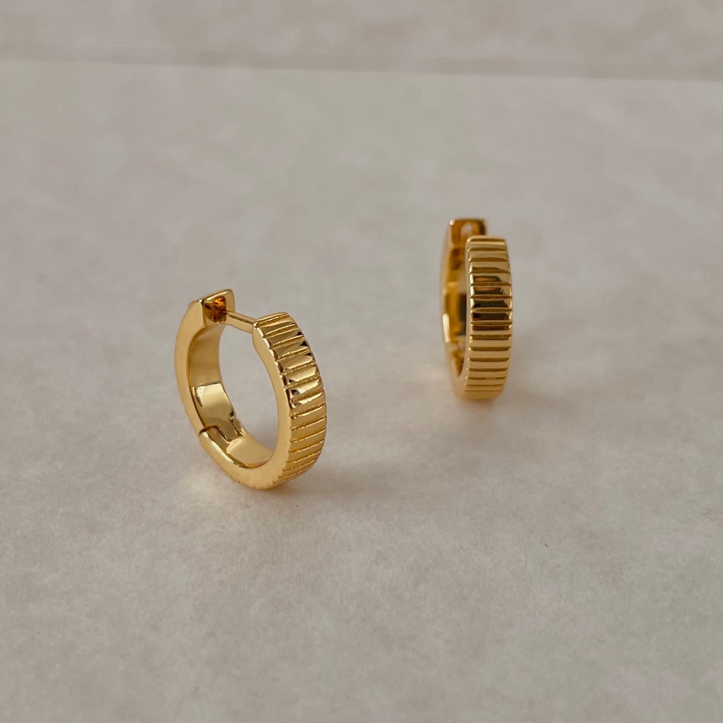 Ribbed Honey Huggie Hoops - Namaste Jewelry Canada