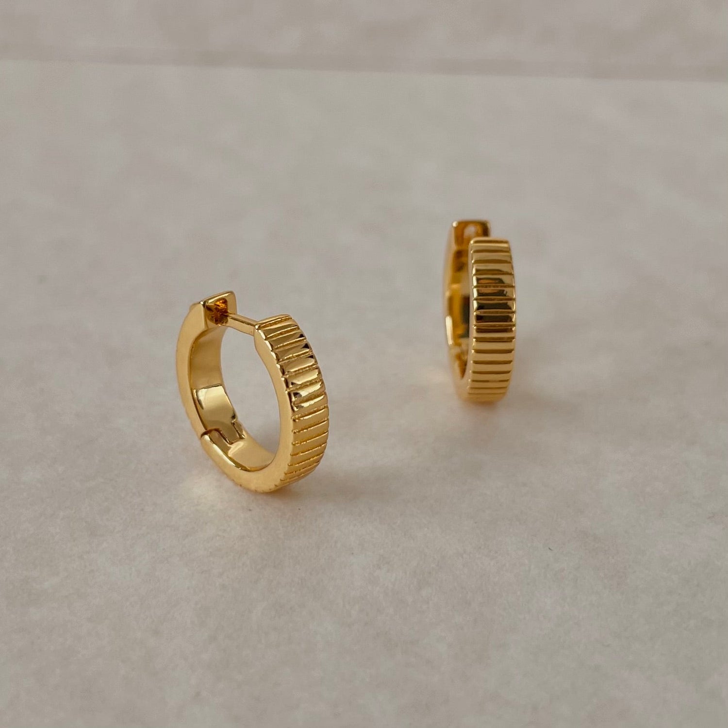 Ribbed Honey Huggie Hoops - Namaste Jewelry Canada