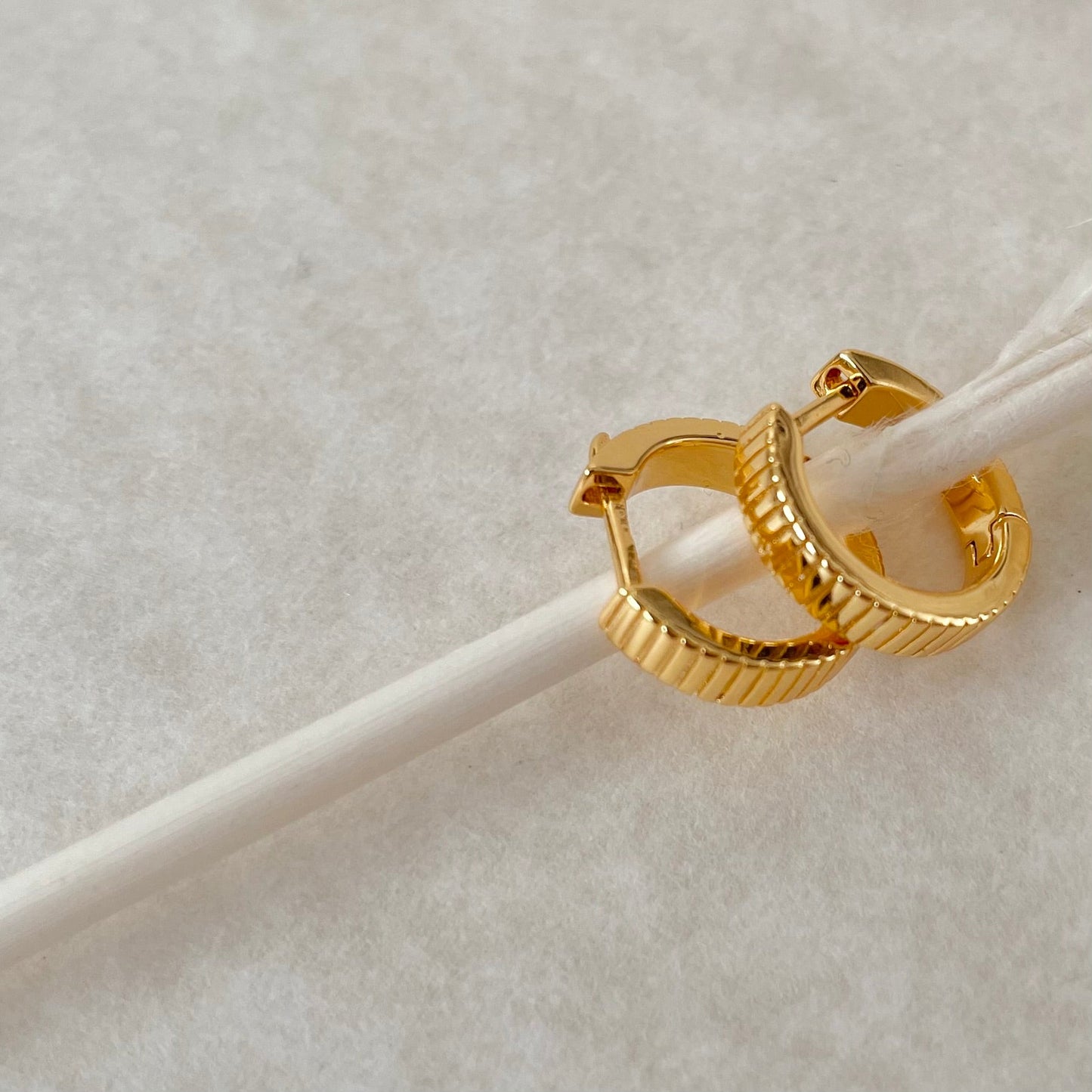 Ribbed Honey Huggie Hoops - Namaste Jewelry Canada