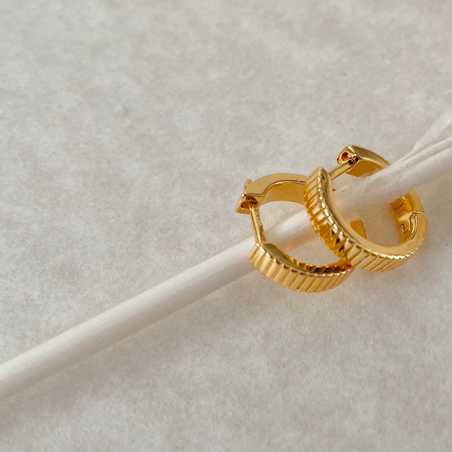 Ribbed Honey Huggie Hoops - Namaste Jewelry Canada
