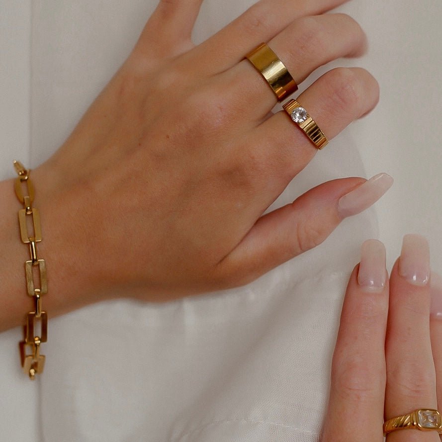 Ribbed Stone Ring - Namaste Jewelry Canada