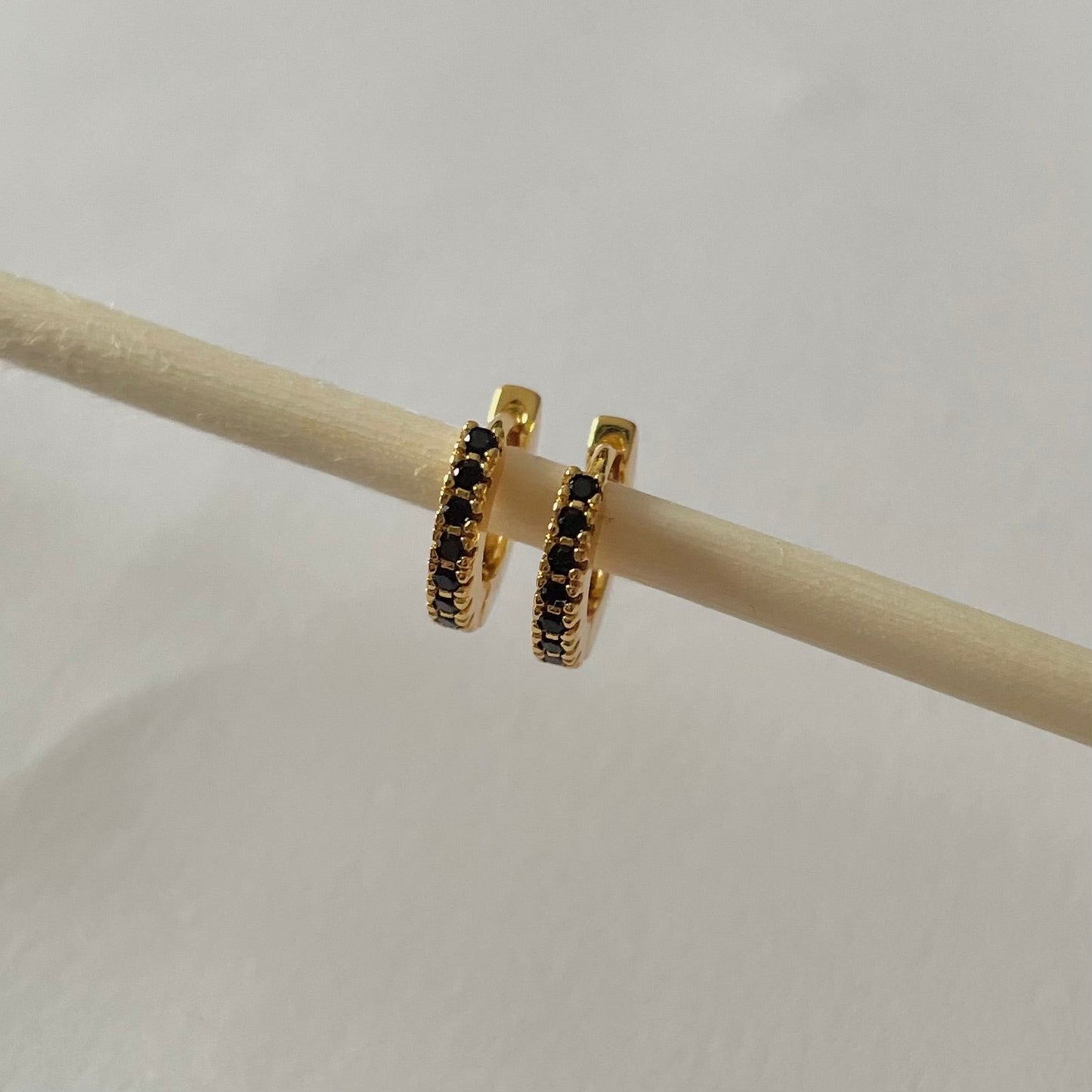 Tara Huggies- Black Zirconia - Namaste Jewelry Canada