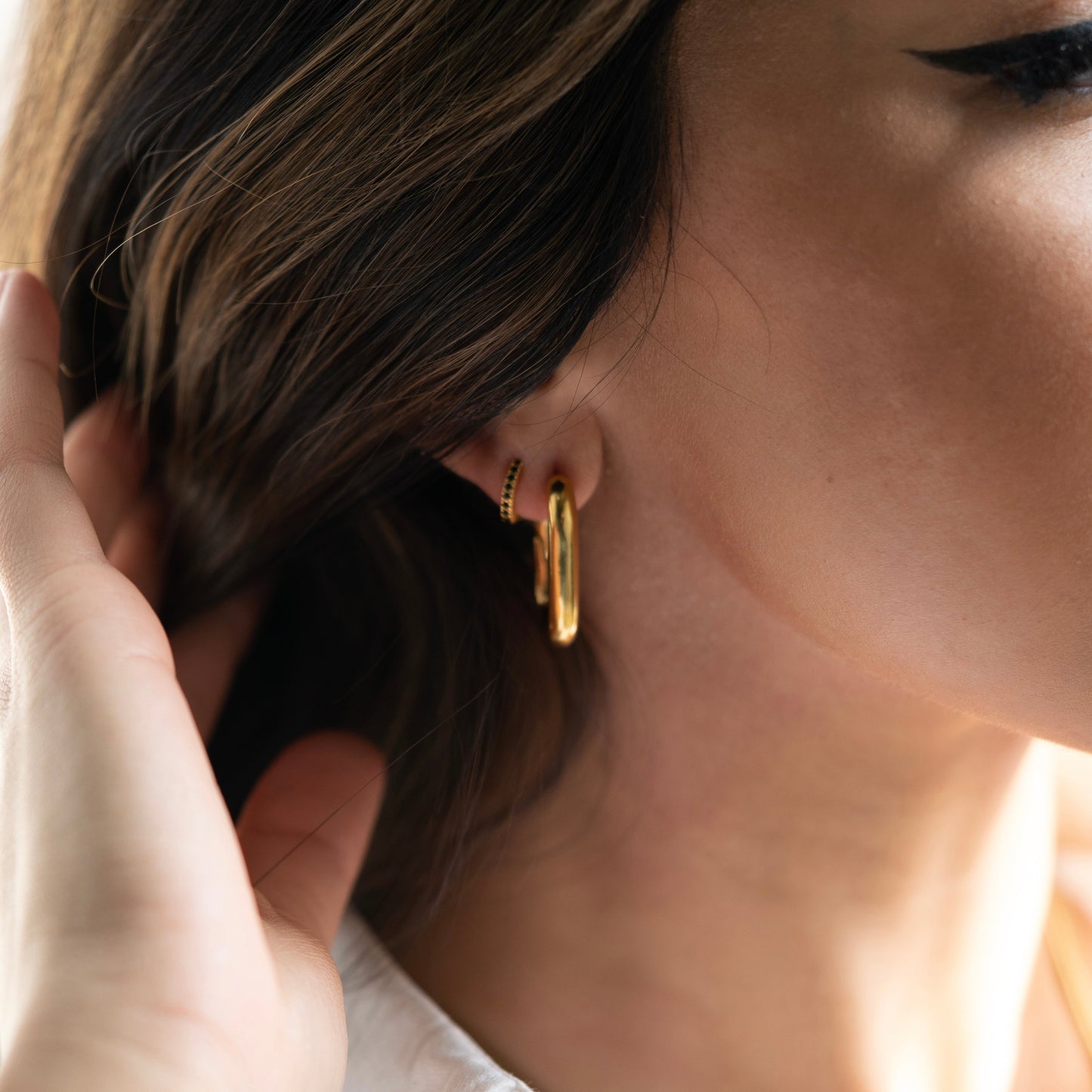 Tara Huggies- Black Zirconia - Namaste Jewelry Canada