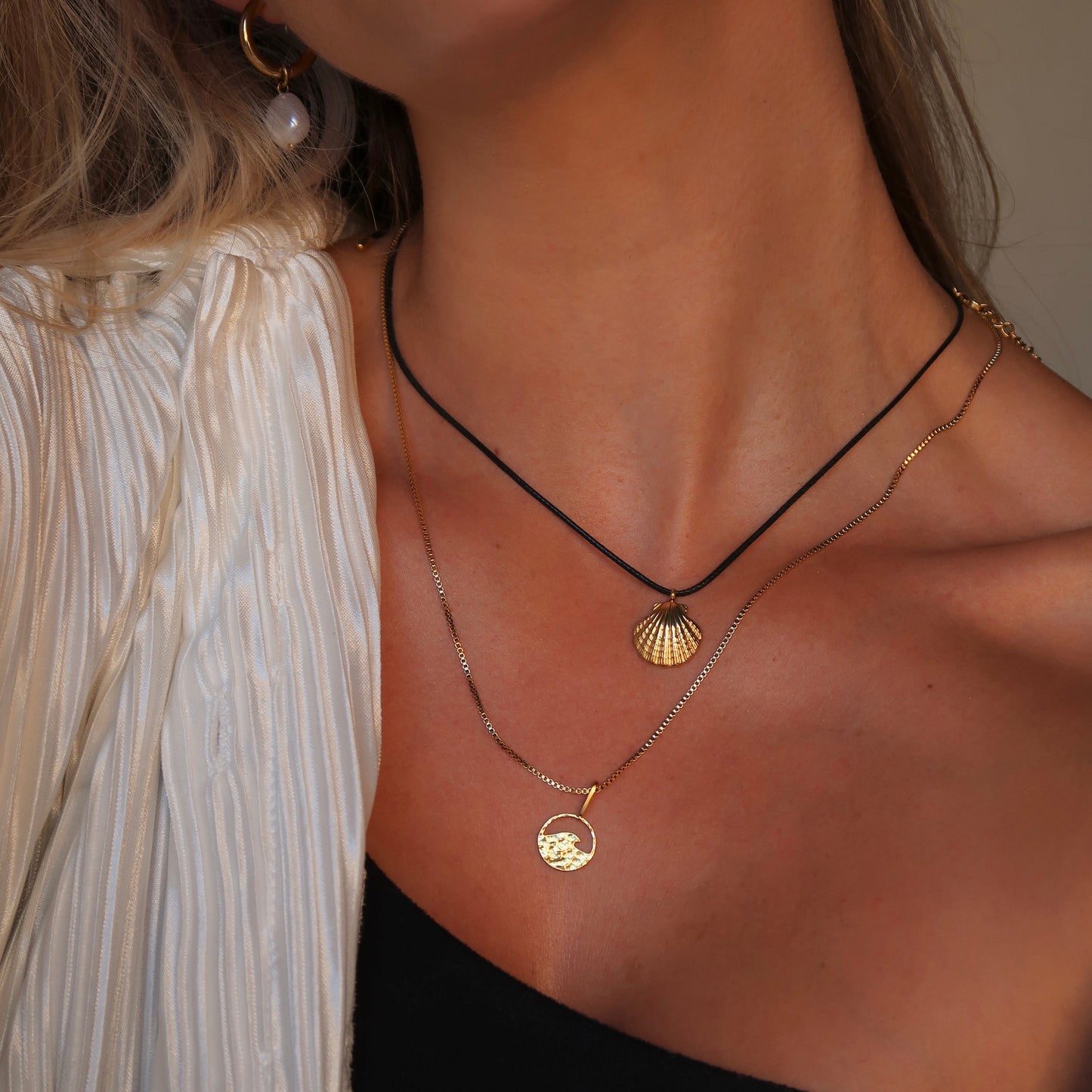 Wave Necklace- Gold - Namaste Jewelry Canada