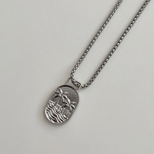 Sandy Palm Necklace- Silver