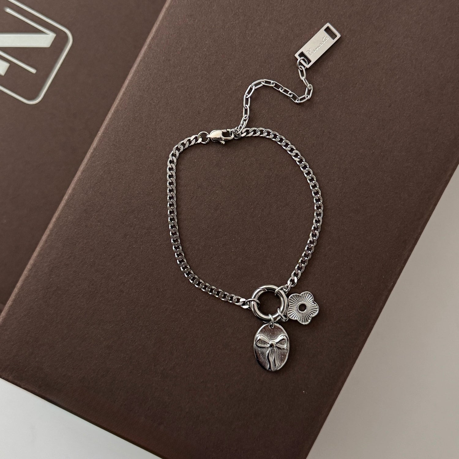 Bow and Flower Bracelet - Silver - Namaste Jewelry Canada