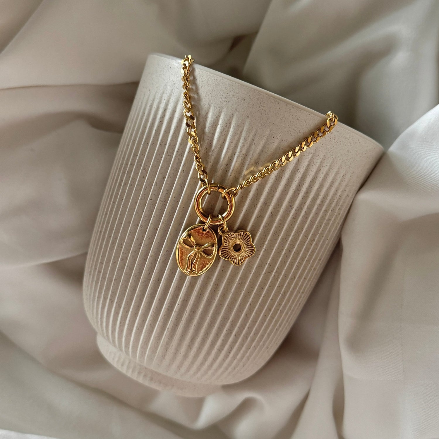 Bow and Flower Necklace - Namaste Jewelry Canada