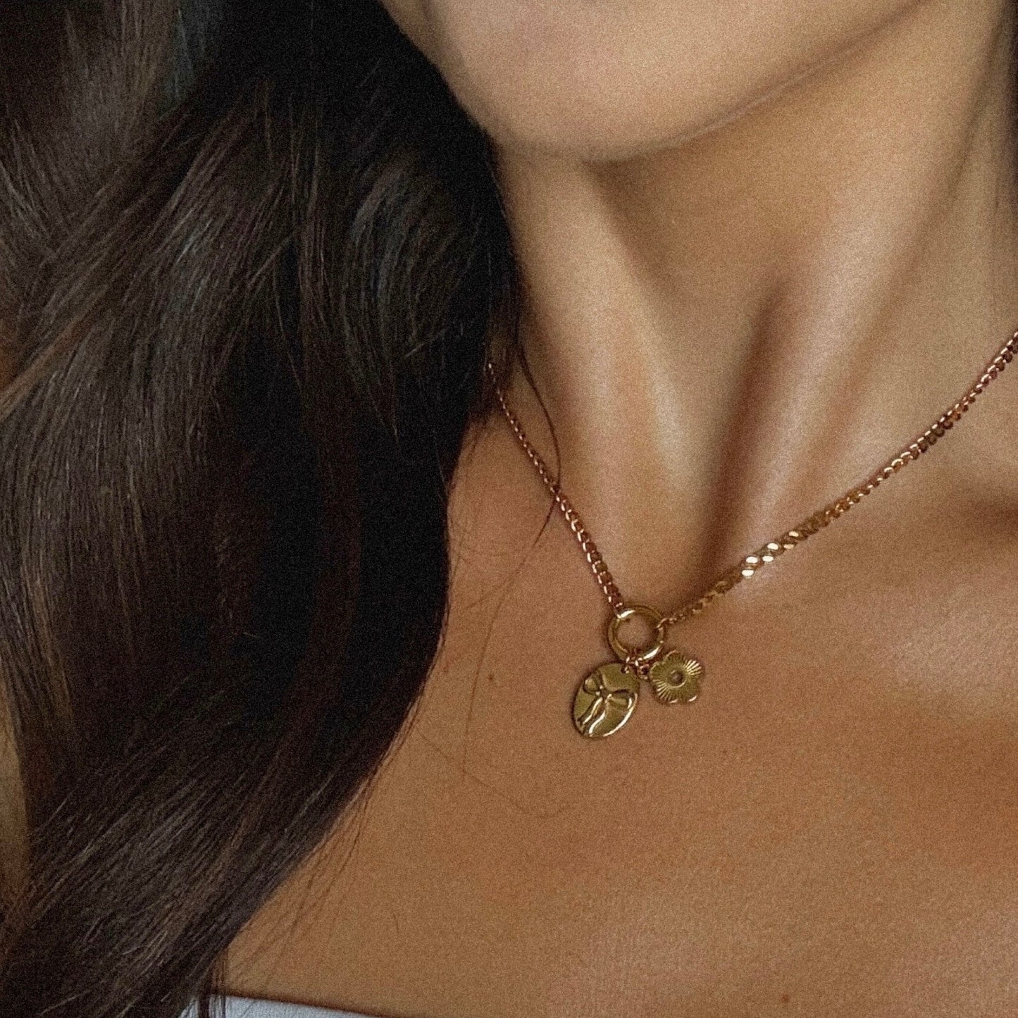 Bow and Flower Necklace - Silver - Namaste Jewelry Canada