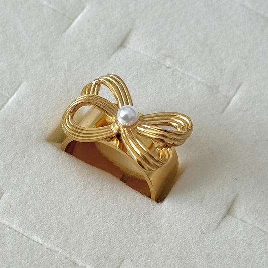 Bow Pearl Ring - Namaste Jewelry Canada