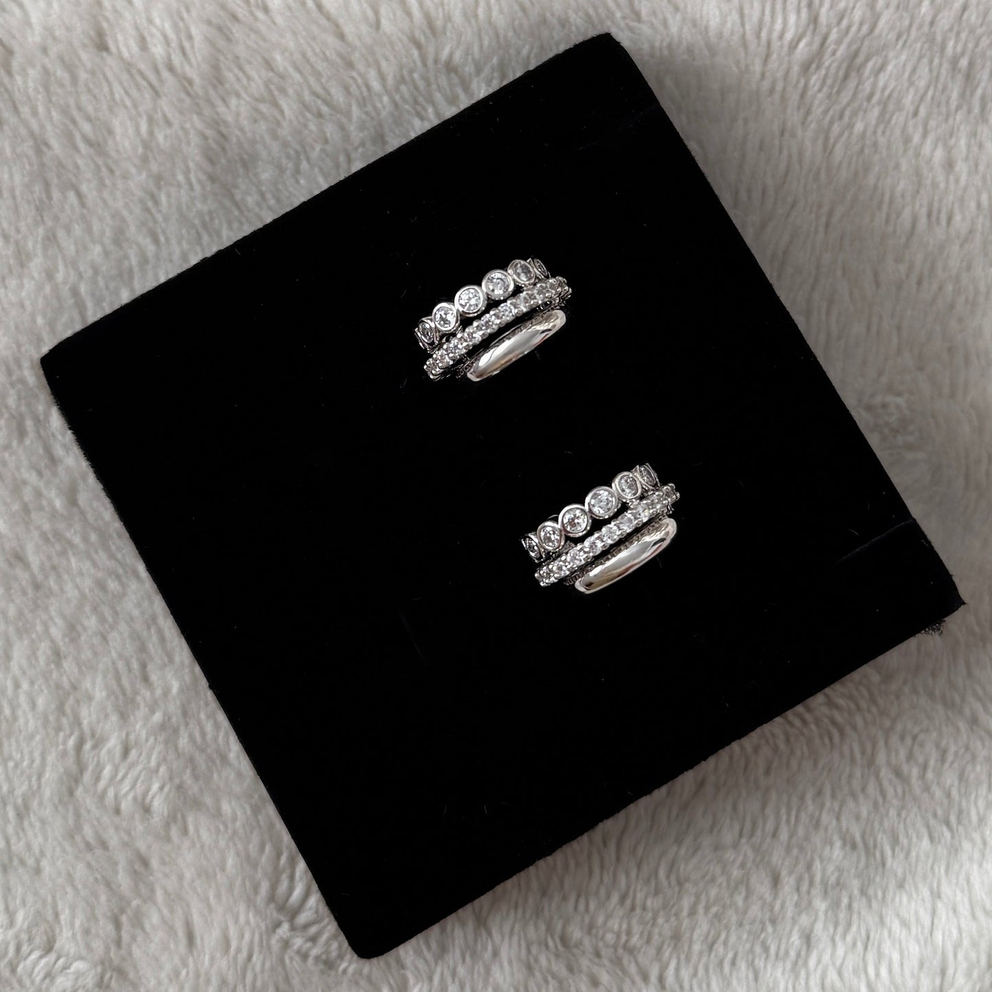 Bushra Huggies - Silver with White Zirconia - Namaste Jewelry Canada