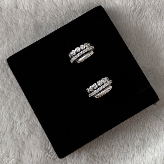 Bushra Huggies - Silver with White Zirconia - Namaste Jewelry Canada