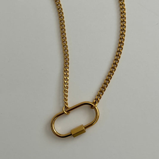 Carabiner Necklace- Gold - Namaste Jewelry Canada
