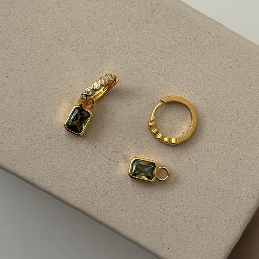 Hoor Drop Earrings- -Olive - Namaste Jewelry Canada