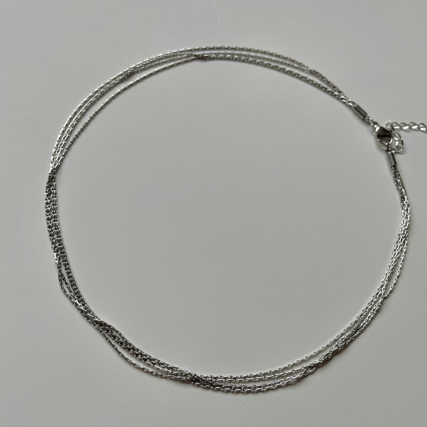 Four Layer Choker Chain Necklace- Silver