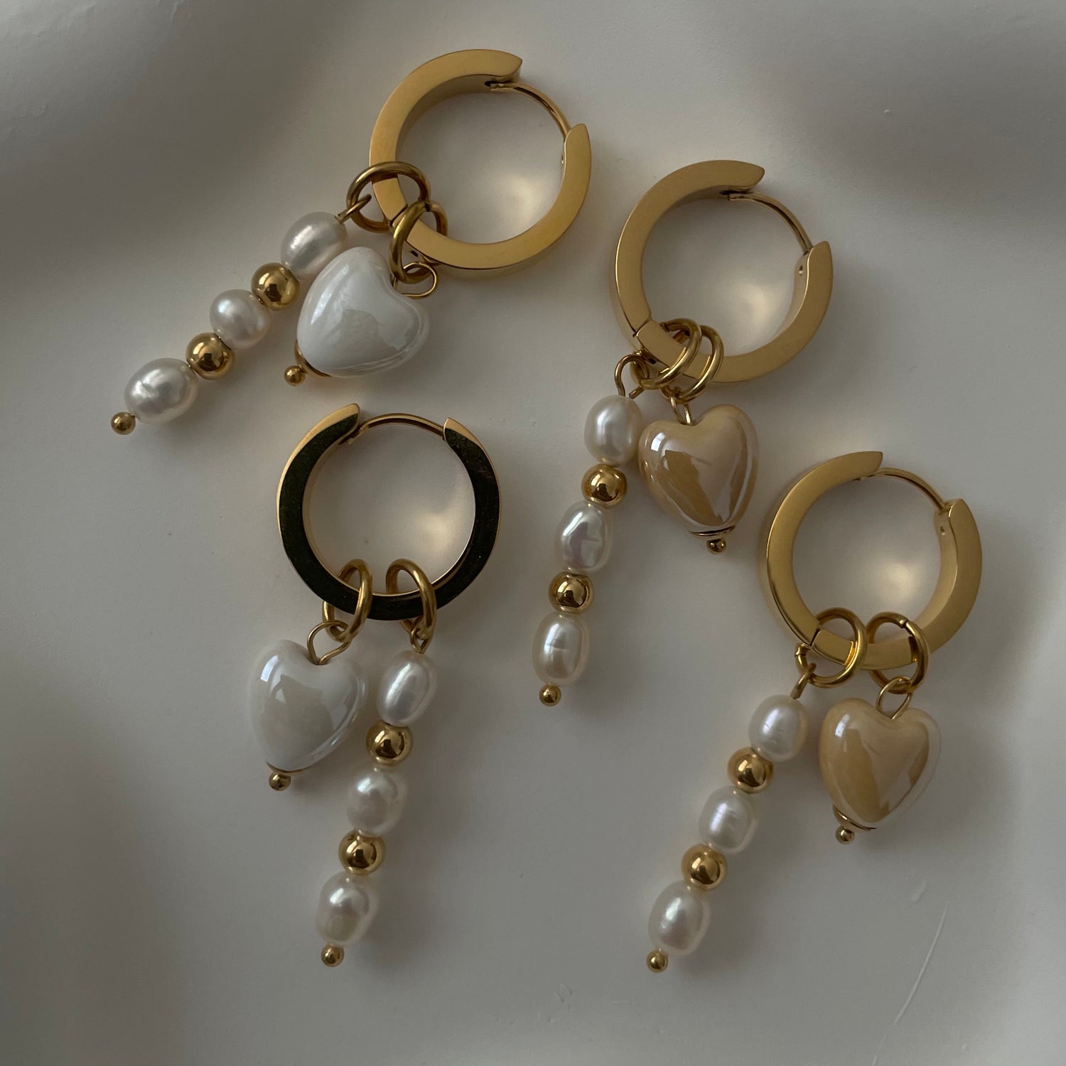 Pearl hoops gold on sale