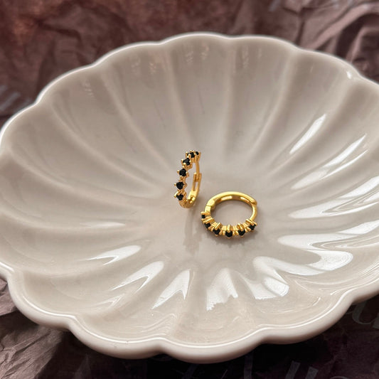 Kelly Huggies - Black Zirconia - Namaste Jewelry Canada