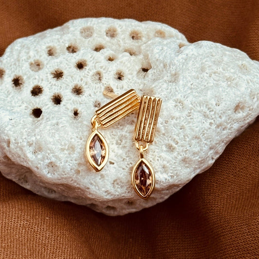 Leaf Drop Earrings - Brown Stone - Namaste Jewelry Canada
