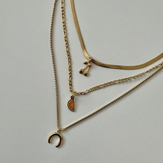 Lina Three Layer Charm Necklace - Gold - Namaste Jewelry Canada