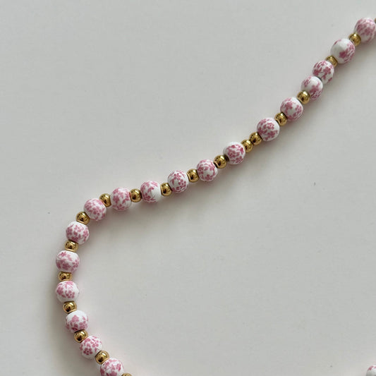 Lujain Beaded Necklace - Pink - Namaste Jewelry Canada