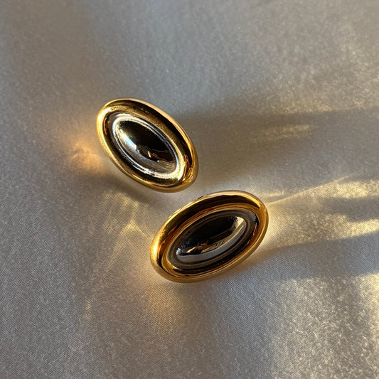 Oval Two Tone Earrings - Namaste Jewelry Canada