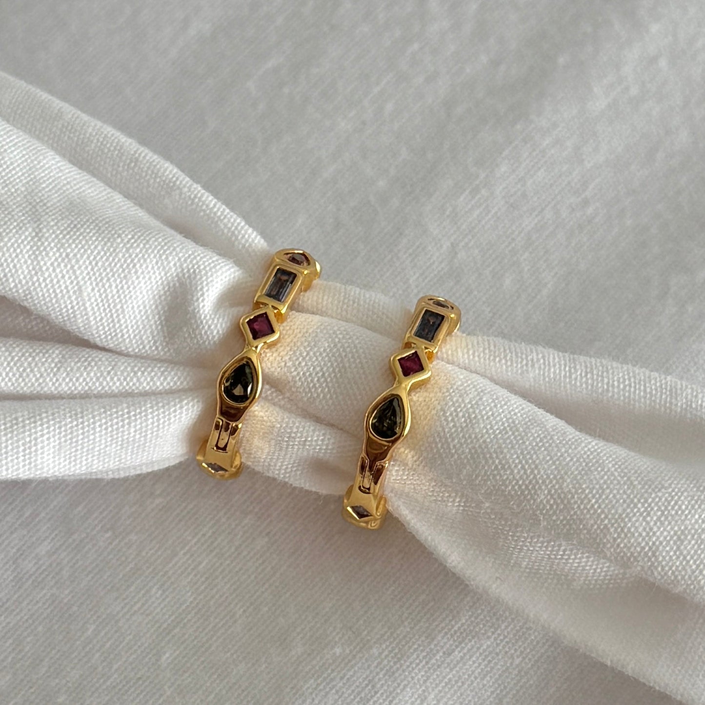 Raha Hoops - Multicoloured Zirconia - Namaste Jewelry Canada