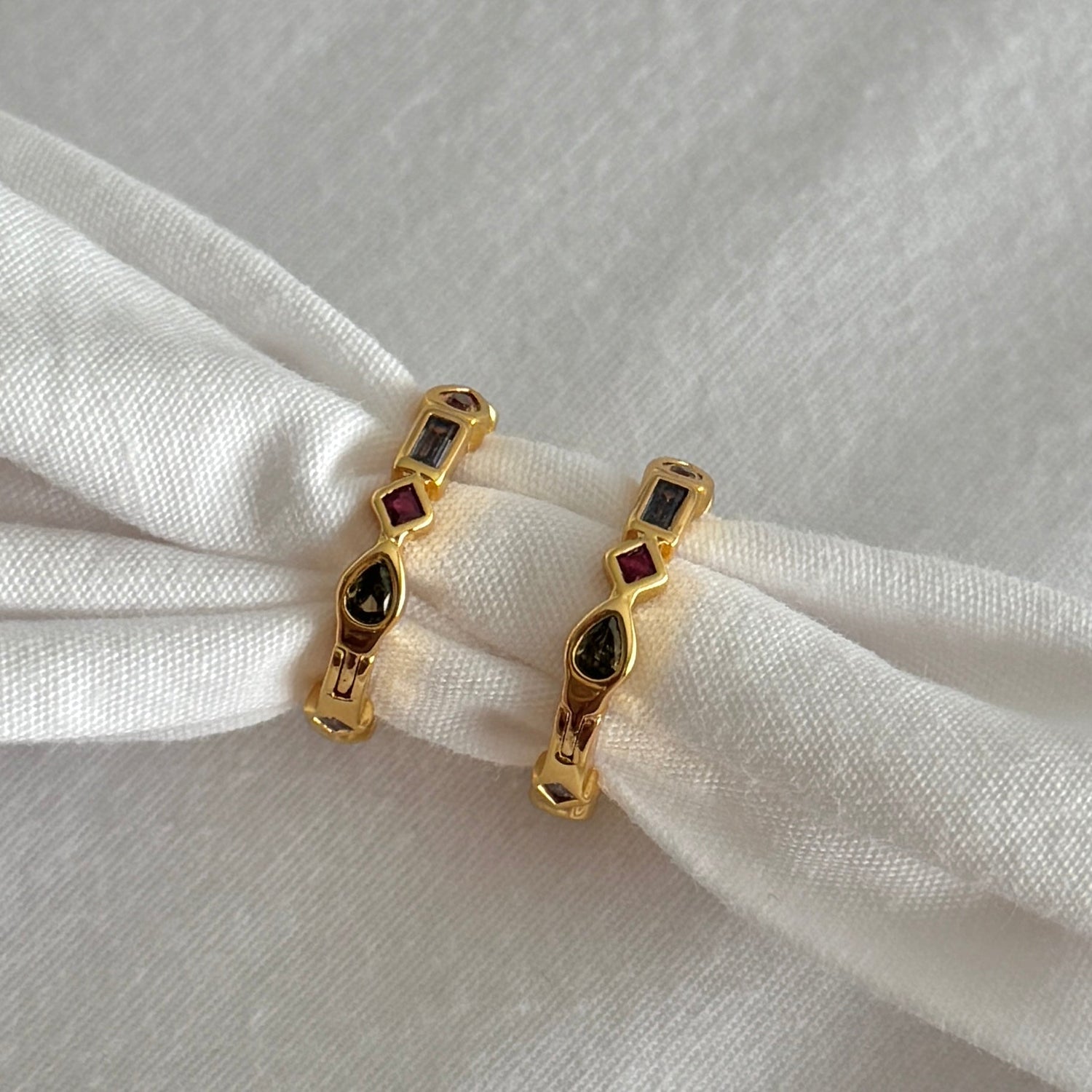 Raha Hoops - Multicoloured Zirconia - Namaste Jewelry Canada