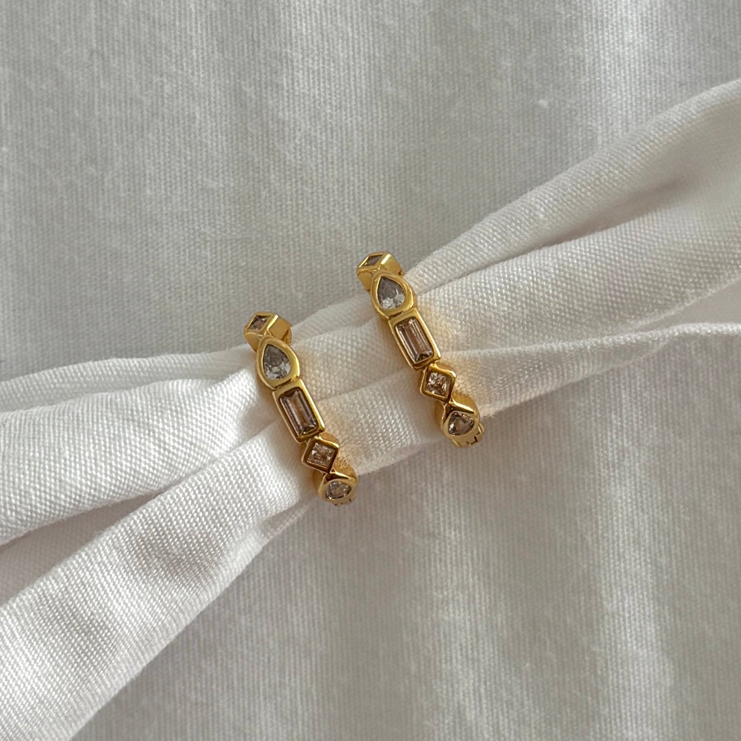 Raha Hoops - White Zirconia - Namaste Jewelry Canada