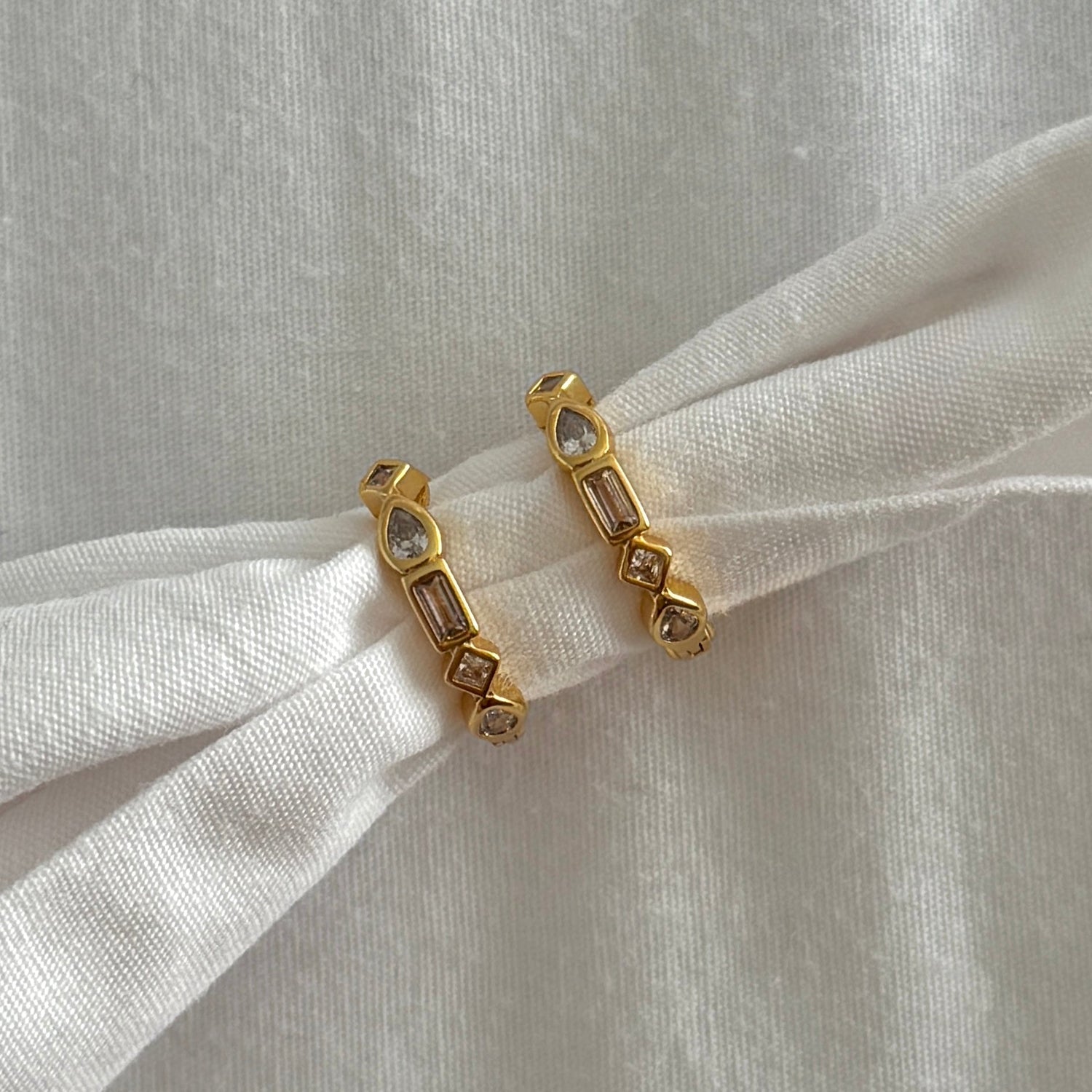 Raha Hoops - White Zirconia - Namaste Jewelry Canada
