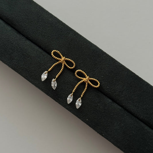 Rope Bow Studs - Gold - Namaste Jewelry Canada
