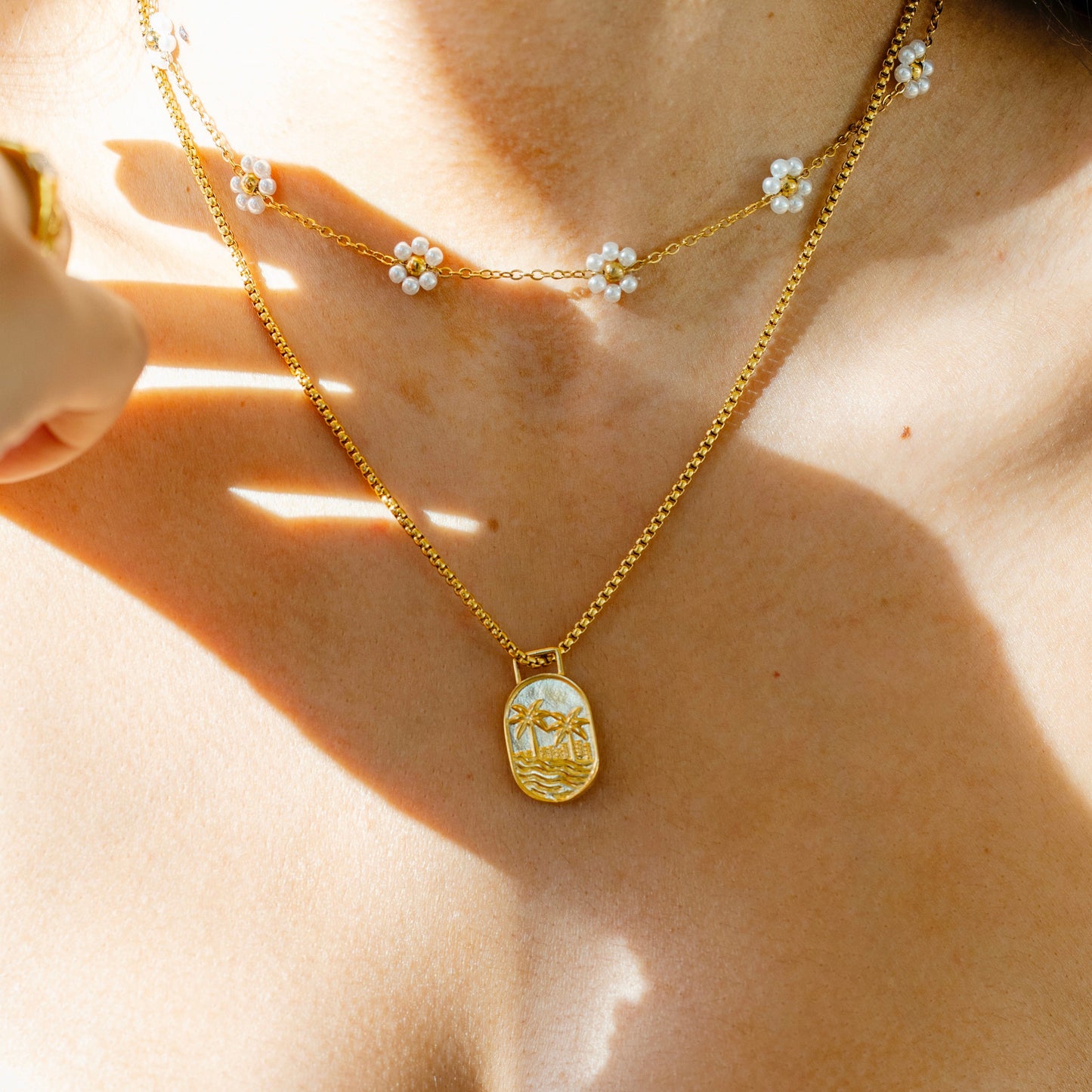 Sandy Palm Necklace - Gold - Namaste Jewelry Canada