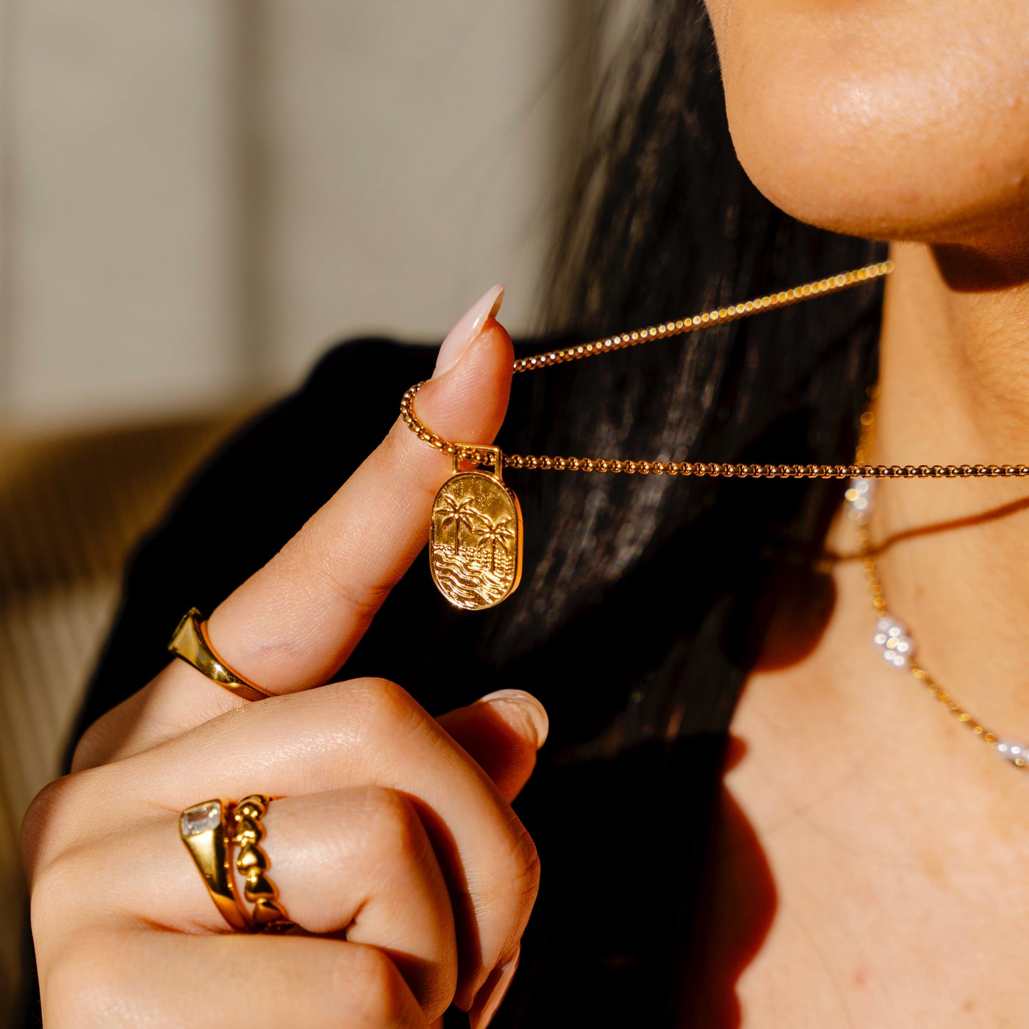 Sandy Palm Necklace - Gold - Namaste Jewelry Canada