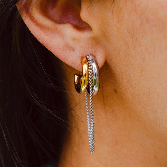 Sania Two Tone Hoops - Namaste Jewelry Canada