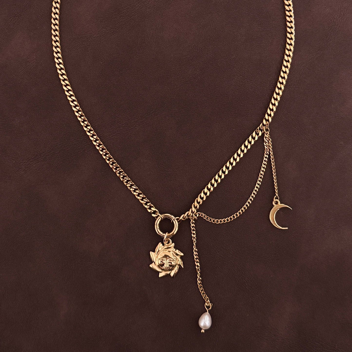 Sun and Moon Necklace - Gold - Namaste Jewelry Canada