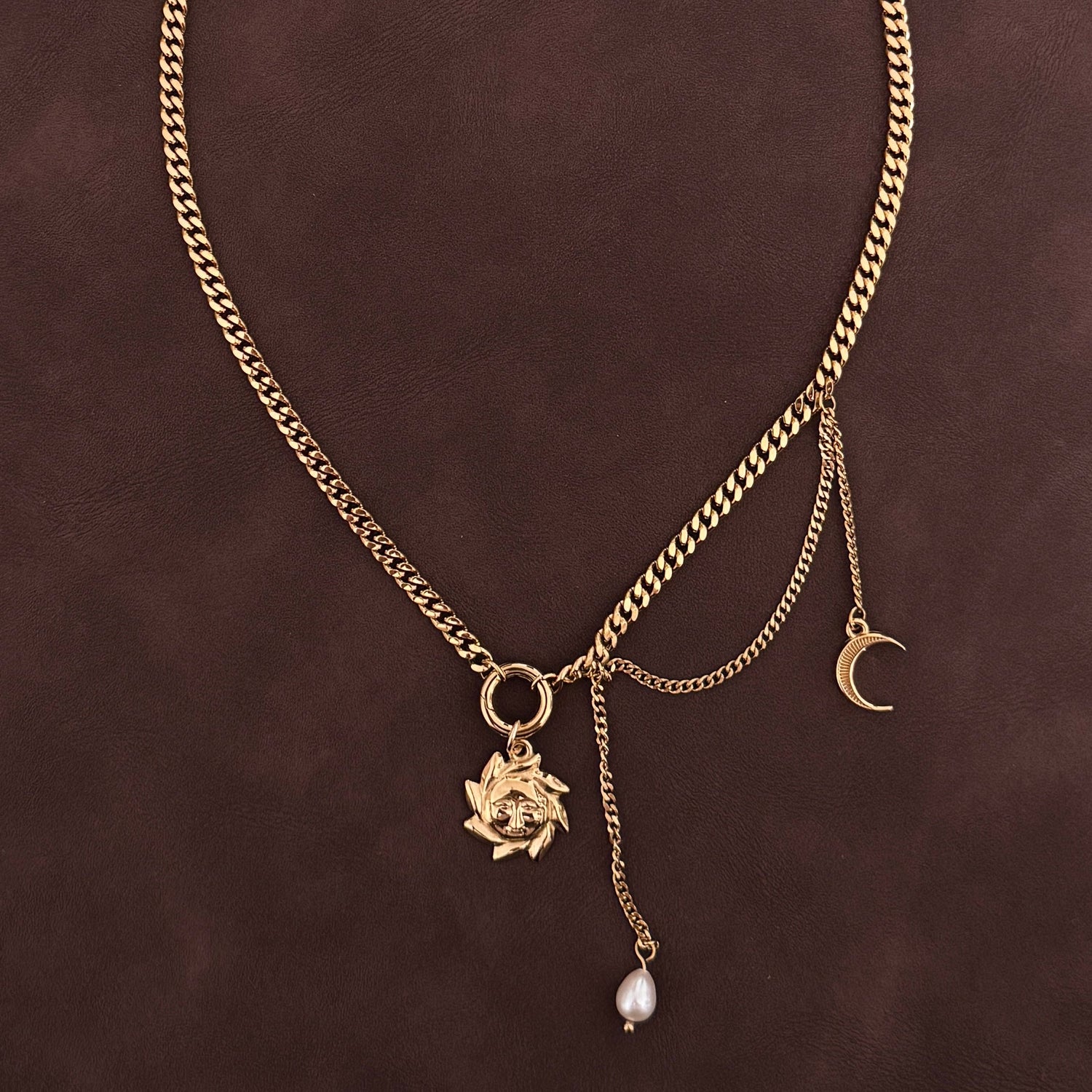 Sun and Moon Necklace - Gold - Namaste Jewelry Canada