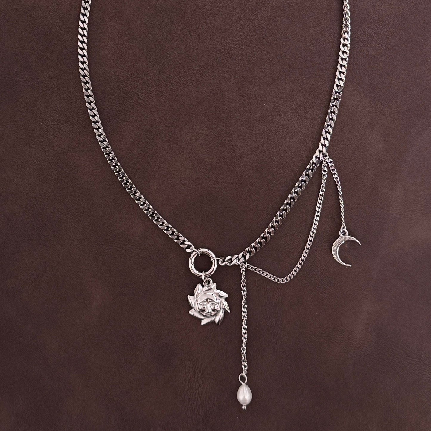 Sun and Moon Necklace - Silver - Namaste Jewelry Canada