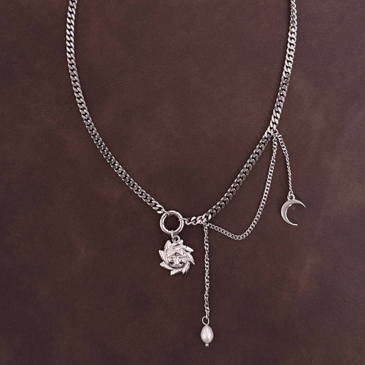 Sun and Moon Necklace - Silver - Namaste Jewelry Canada