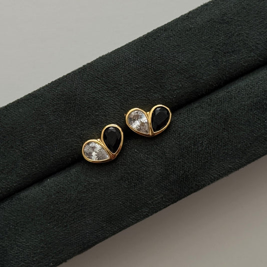 Ying Yang Heart Studs - Namaste Jewelry Canada